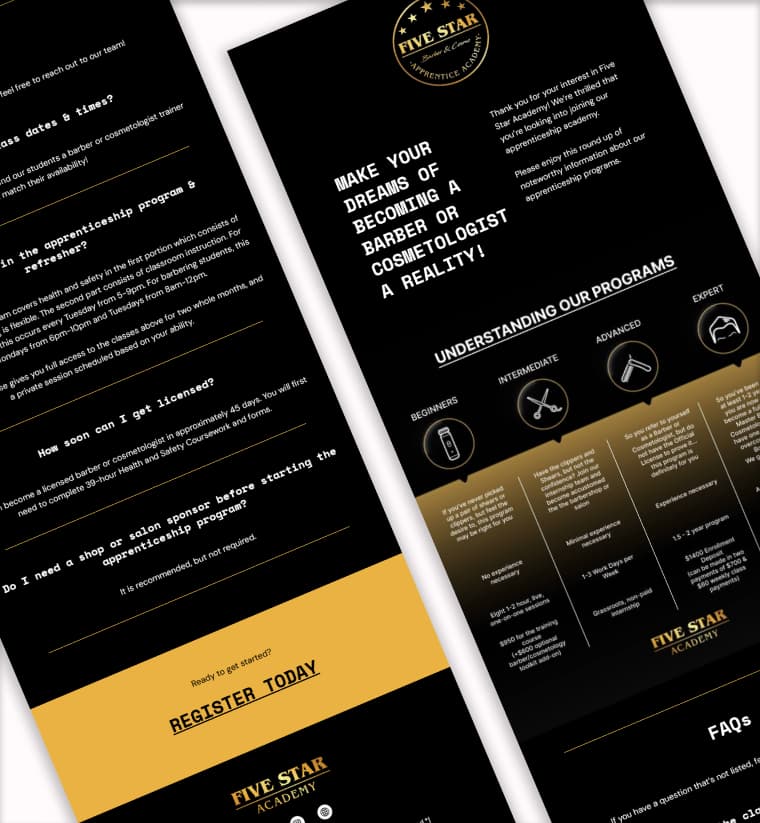 project image of Five Star Academy transactional email